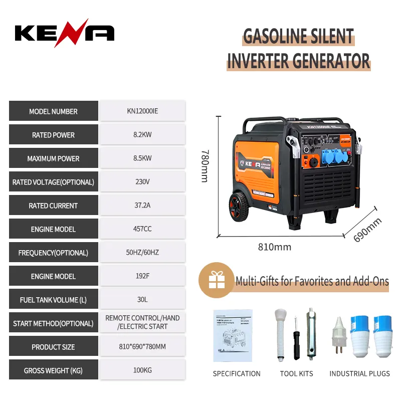 12000ie — портативный тихий инверторный двухтопливный генератор, компактный бытовой мощный бензиновый генератор для уличной то (7)