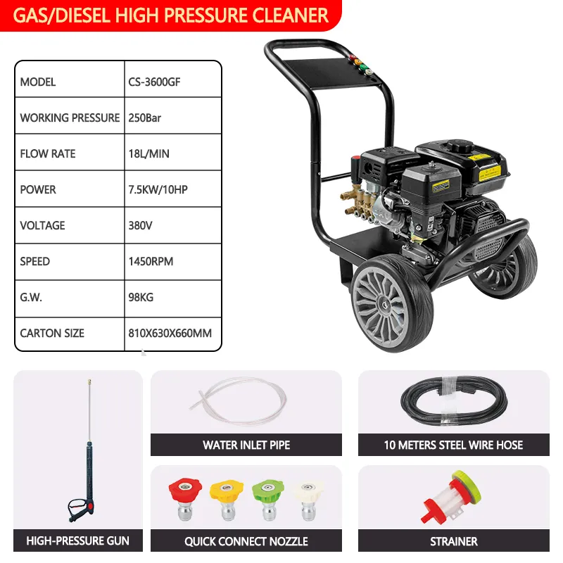 CD-3600GF — высококачественная бензиновая мойка высокого давления, 13 л.с., 250 бар, 3625 фунтов на кв. дюйм (10)