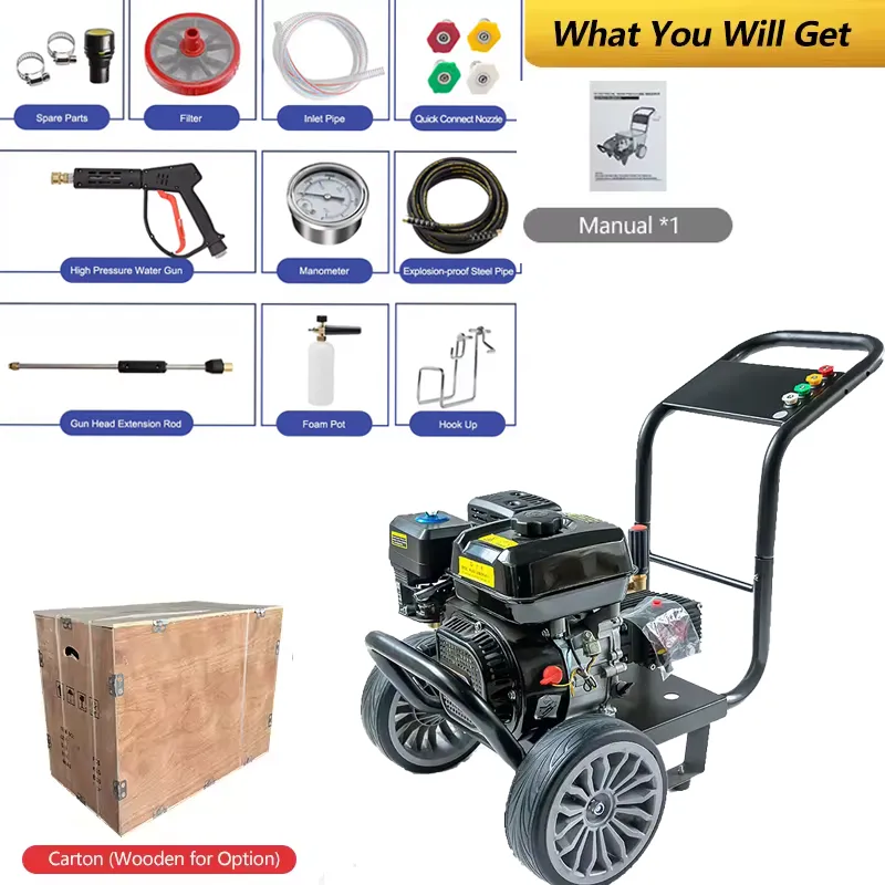 Передвижная бензиновая мойка высокого давления на тележке (5)