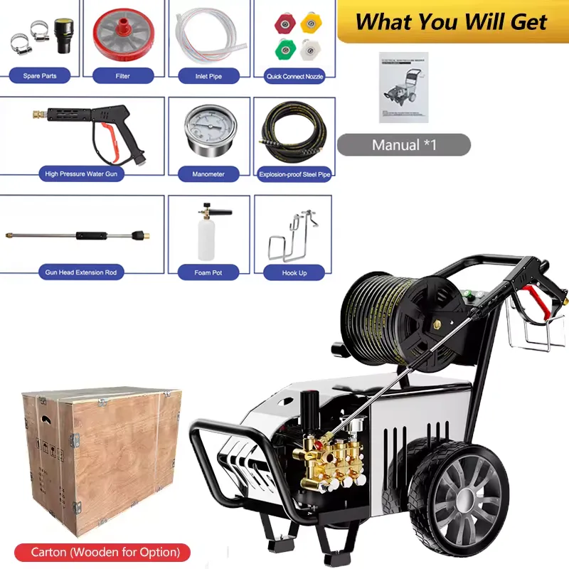 Профессиональная автомойка электрическая мойка высокого давления 110 В 220 В с барабаном для коммерческого использования (7)